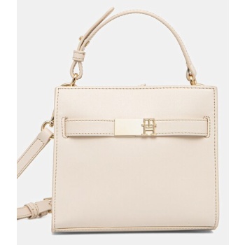 τσάντα tommy hilfiger χρώμα μπεζ, aw0aw17405 100%