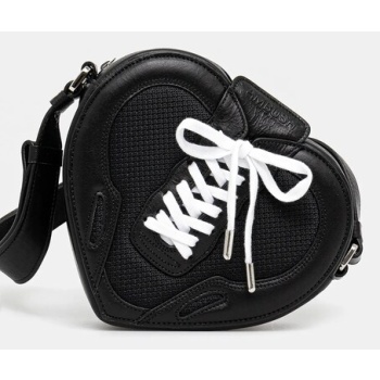 strapped heart shoulder bag χρώμα μαύρο, 12115063 κύριο