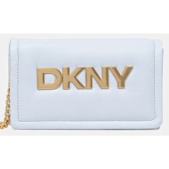 δερμάτινη τσάντα dkny χρώμα: μπλε, r44gkb74 κύριο υλικό: 100% δέρμα