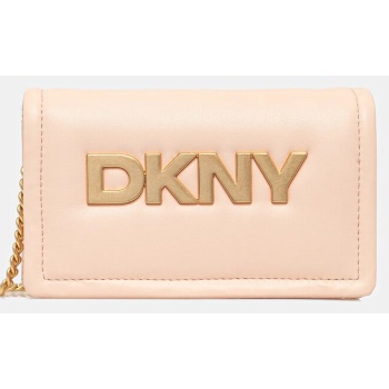 δερμάτινη τσάντα dkny χρώμα μπεζ, r44gkb74 κύριο υλικό