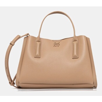 τσάντα dkny χρώμα μπεζ, r51dai98 100% πολυουρεθάνη