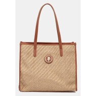 τσάντα u.s. polo assn. pool χρώμα: μπεζ, beu2p8696wjt κύριο υλικό: 100% γιούτα