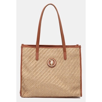 τσάντα u.s. polo assn. pool χρώμα μπεζ, beu2p8696wjt κύριο