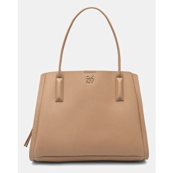 τσάντα dkny χρώμα μπεζ, r51aai97 κύριο υλικό 100%