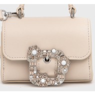 δερμάτινη τσάντα kate spade χρώμα: μπεζ φυσικό δέρμα, γυαλί