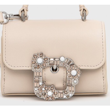δερμάτινη τσάντα kate spade χρώμα μπεζ φυσικό δέρμα, γυαλί