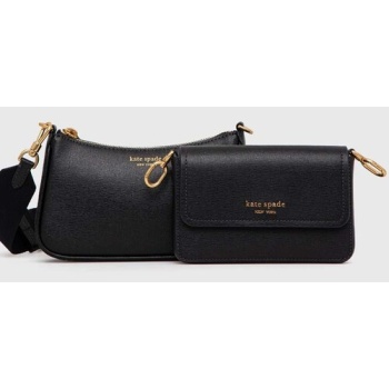 δερμάτινη τσάντα kate spade χρώμα μαύρο φυσικό δέρμα