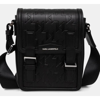 δερμάτινο φακελάκι karl lagerfeld k/loom χρώμα μαύρο