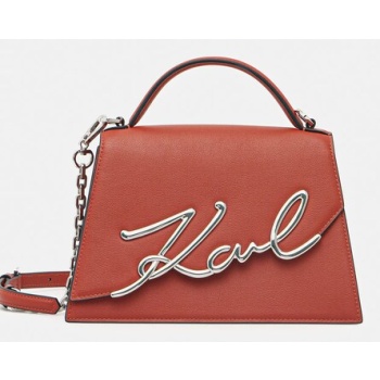 δερμάτινη τσάντα karl lagerfeld χρώμα μπεζ, a1w30036 κύριο