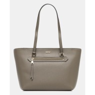 δερμάτινη τσάντα dkny χρώμα: καφέ, r42a3e20 100% δέρμα βοοειδών