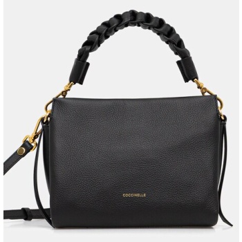 δερμάτινη τσάντα coccinelle χρώμα μαύρο φυσικό δέρμα