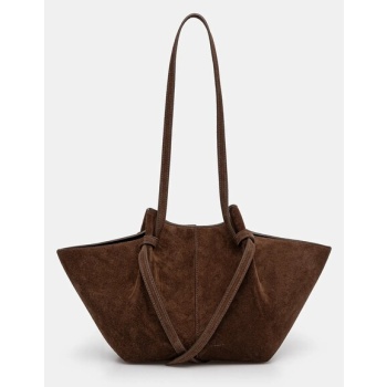 τσάντα σουέτ yuzefi mochi χρώμα καφέ, yuzco-hb-mo-s004