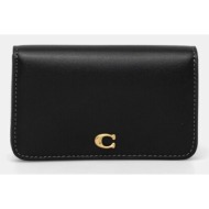 δερμάτινο πορτοφόλι coach γυναικείο, χρώμα: μαύρο, cr990 φυσικό δέρμα