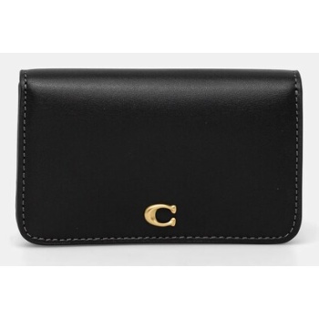 δερμάτινο πορτοφόλι coach γυναικείο, χρώμα μαύρο, cr990