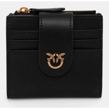 δερμάτινο πορτοφόλι pinko γυναικείο, χρώμα μαύρο, 103610