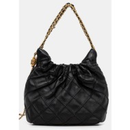 τσάντα tory burch fleming χρώμα: μαύρο, 162451.001 δέρμα