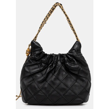 τσάντα tory burch fleming χρώμα μαύρο, 162451.001 δέρμα