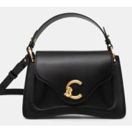 δερμάτινη τσάντα coccinelle χρώμα: μαύρο, e1 ssk 18 02 01 φυσικό δέρμα