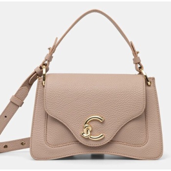 δερμάτινη τσάντα coccinelle χρώμα μπεζ, e1 ssl 18 02 01