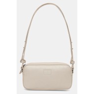 τσάντα tommy jeans χρώμα: μπεζ, aw0aw17290 100% poliuretan