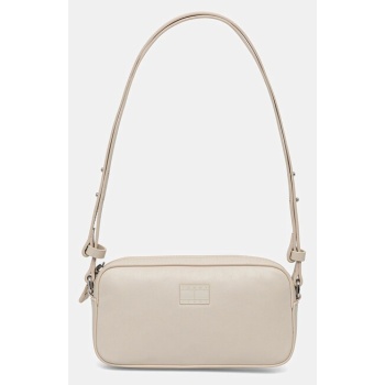 τσάντα tommy jeans χρώμα μπεζ, aw0aw17290 100% poliuretan