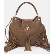 τσάντα σουέτ answear.lab χρώμα: μπεζ 100% δέρμα σαμουά