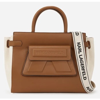 τσάντα karl lagerfeld χρώμα καφέ, a2w30168 βαμβάκι, φυσικό