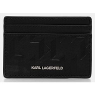 δερμάτινη θήκη για κάρτες karl lagerfeld k/loom χρώμα: μαύρο, a1m32098 100% δέρμα βοοειδών