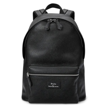 δερμάτινο σακίδιο polo ralph lauren ανδρικό, χρώμα μαύρο