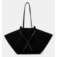 τσάντα σουέτ yuzefi large mochi χρώμα: μαύρο, yuzco-hb-lm-s011 : δέρμα σαμουά