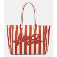 βαμβακερή τσάντα liu jo χρώμα: μπεζ, va5208.t6948 κύριο υλικό: 100% βαμβάκι