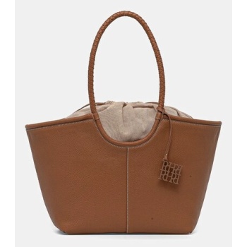 δερμάτινη τσάντα pedro del hierro χρώμα καφέ, 1119572