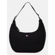 τσάντα tommy jeans χρώμα: μαύρο, aw0aw17929 κύριο υλικό: 100% ανακυκλωμένος πολυεστέρας