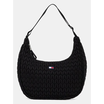 τσάντα tommy jeans χρώμα μαύρο, aw0aw17929 κύριο υλικό