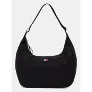 τσάντα tommy jeans χρώμα: μαύρο, aw0aw17569 κύριο υλικό: 100% ανακυκλωμένος πολυεστέρας