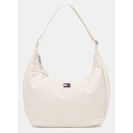 τσάντα tommy jeans χρώμα: μπεζ, aw0aw17569 κύριο υλικό: 100% ανακυκλωμένος πολυεστέρας