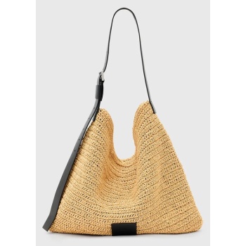 τσάντα allsaints asha χρώμα μπεζ, w249xc κύριο υλικό 100%