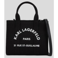 βαμβακερή τσάντα karl lagerfeld χρώμα: μαύρο, a3w50118 65% οργανικό βαμβάκι, 35% βαμβάκι