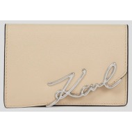 δερμάτινο πορτοφόλι karl lagerfeld χρώμα: μπεζ, a3w32018 100% δέρμα βοοειδών