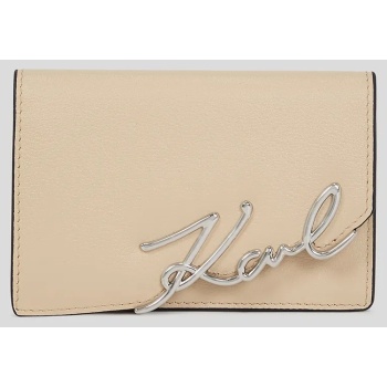 δερμάτινο πορτοφόλι karl lagerfeld χρώμα μπεζ, a3w32018