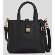 δερμάτινη τσάντα karl lagerfeld χρώμα: μαύρο, a3w30151 100% δέρμα βοοειδών