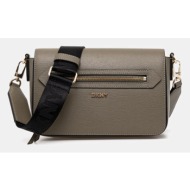 δερμάτινη τσάντα dkny χρώμα: μπεζ, r42e3e21 100% δέρμα βοοειδών