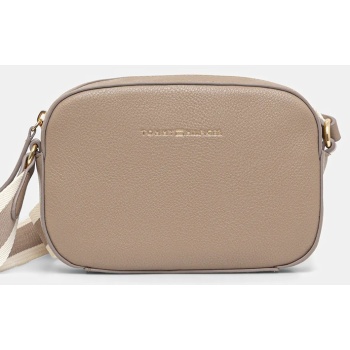 τσάντα tommy hilfiger χρώμα καφέ, aw0aw17450 100%