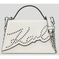 δερμάτινη τσάντα karl lagerfeld χρώμα: άσπρο, a3w30044 100% δέρμα βοοειδών