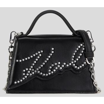 δερμάτινη τσάντα karl lagerfeld χρώμα μαύρο, a3w30044 100%