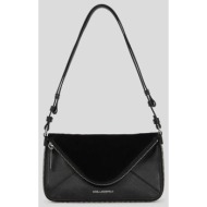 δερμάτινη τσάντα karl lagerfeld χρώμα: μαύρο, a3w30083 100% δέρμα βοοειδών