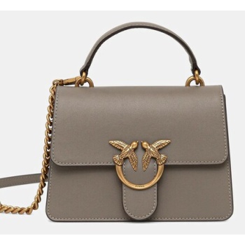 δερμάτινη τσάντα pinko χρώμα γκρι, 100071 a0f1 100% φυσικό