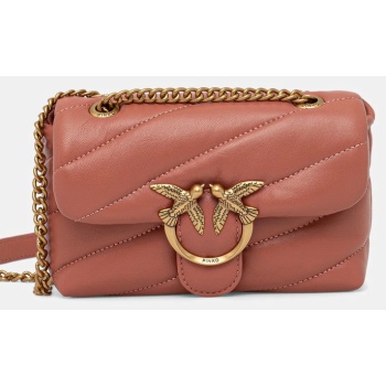 δερμάτινη τσάντα pinko χρώμα μπεζ, 100040 a0f2 φυσικό δέρμα