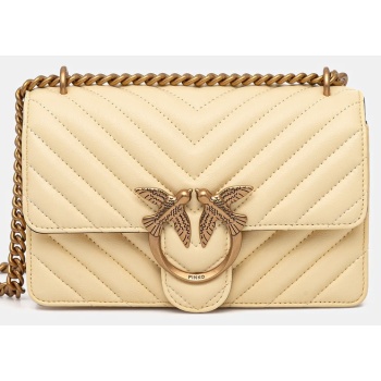 δερμάτινη τσάντα pinko χρώμα γκρι, 100074 a0gk φυσικό δέρμα