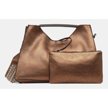 δερμάτινη τσάντα gianni chiarini χρώμα γκρι φυσικό δέρμα